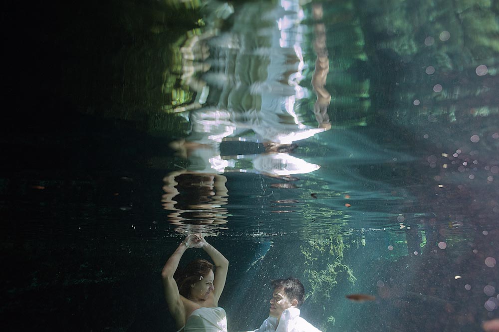 tulum underwater cenote trash the dress